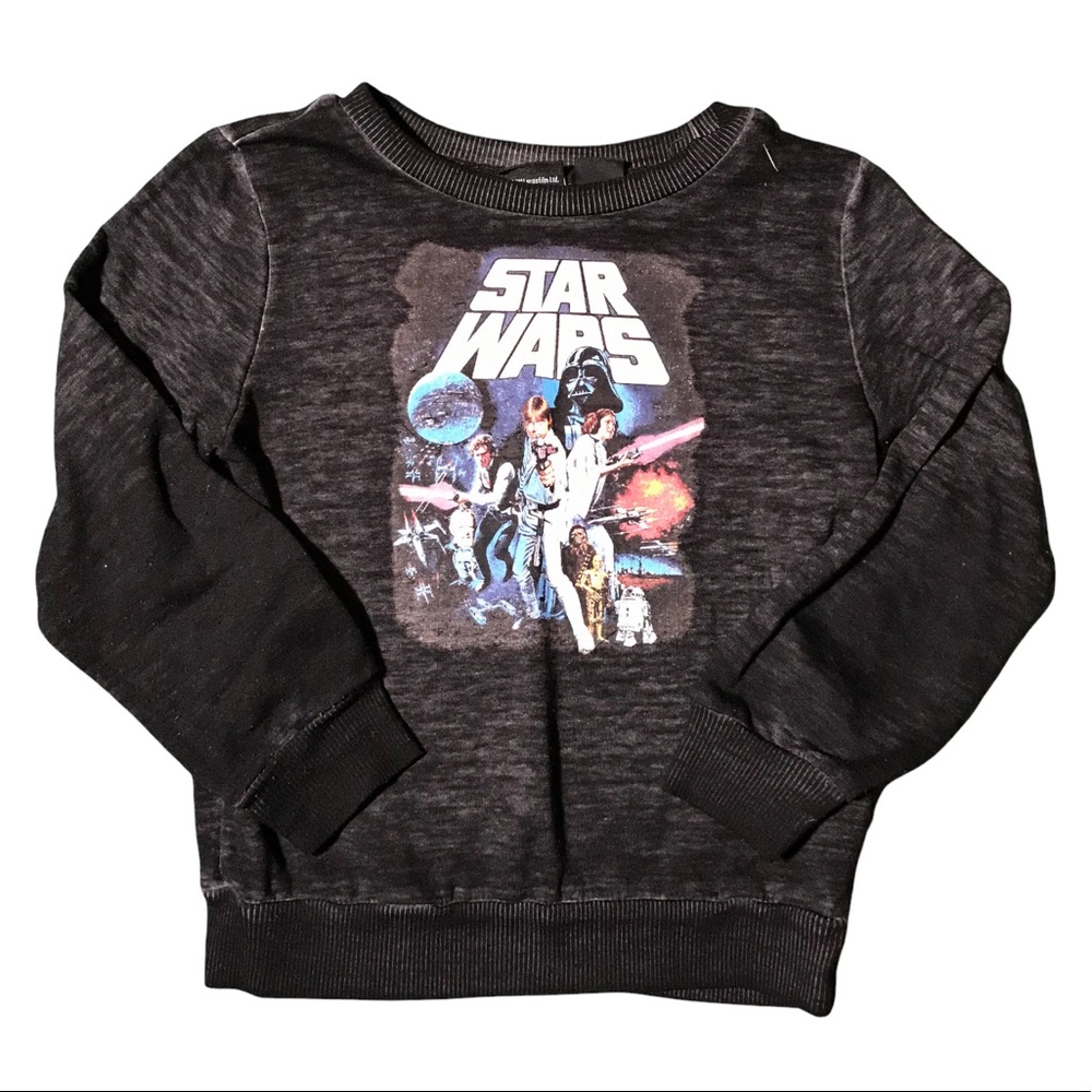 [3/$20] Star Wars Little Kid Faded Black Graphic Pullover Sweatshirt 70s Pic 5T